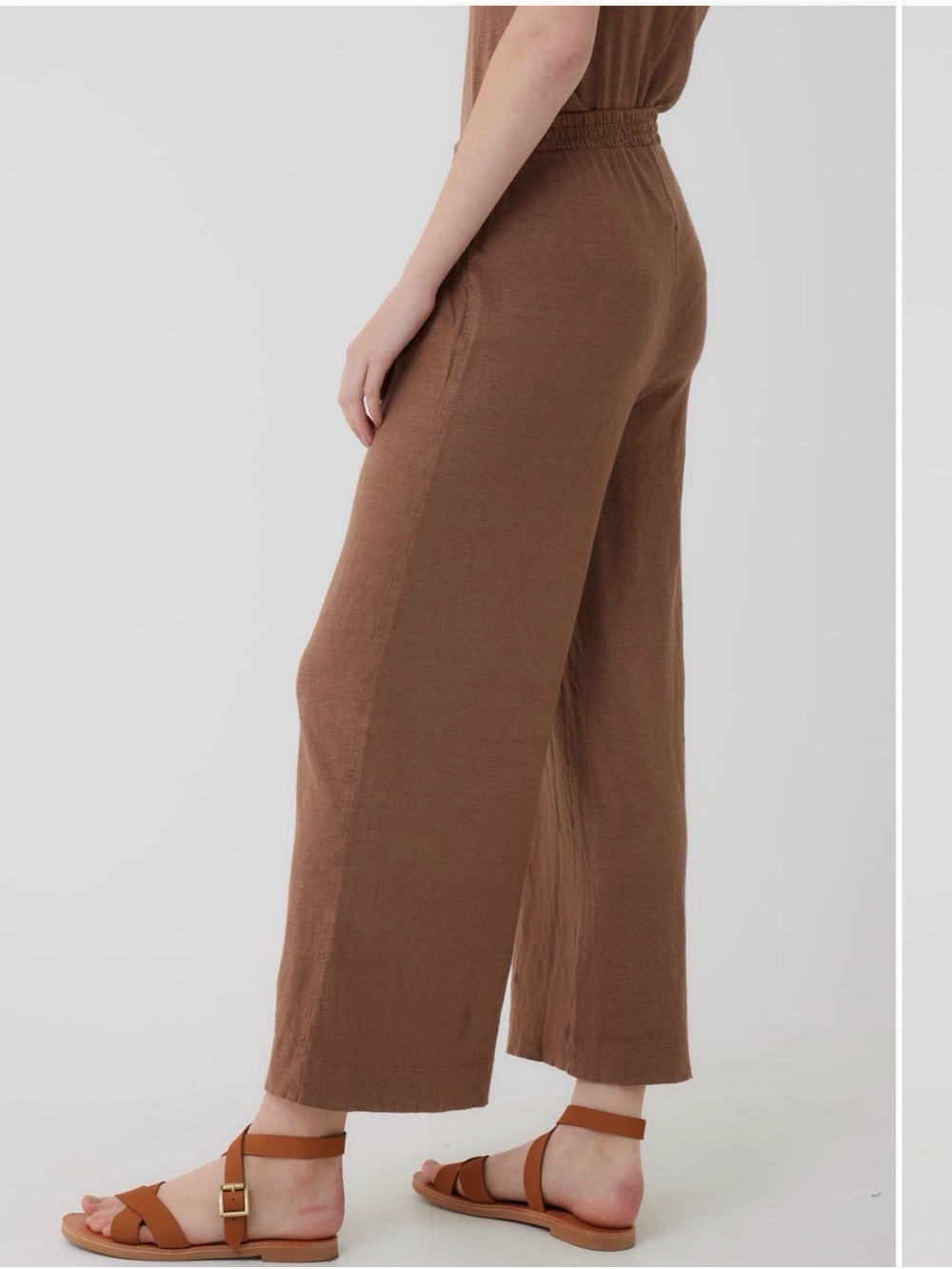 Majestic Filatures Brown Stretch Linen Wide-Leg Pants size 3 NWOT - Picture 4 of 7